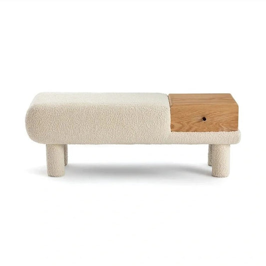 Modern Wooden Bench with Slatted Seat