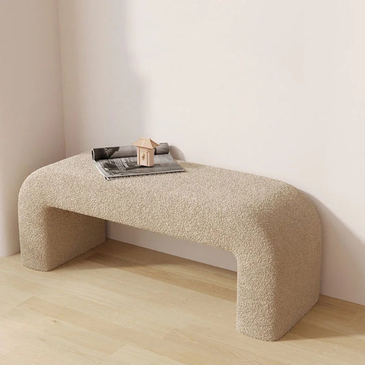 Contemporary Wooden Bench with Geometric Seat Design