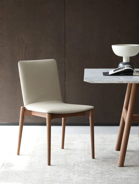 Modern Beige PU Lether Upholstery Dining Chair