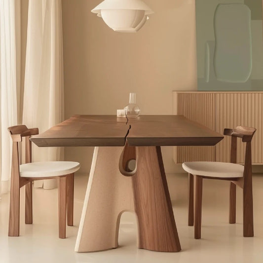 Elegant Dining Set with a Fusion of Wood and Concrete